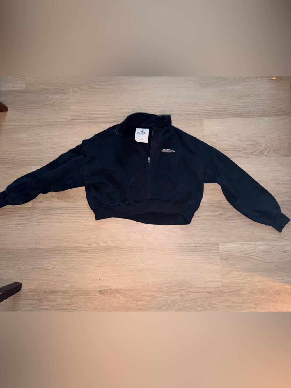 Hollister Black Half-Zip Pullover Sweatshirt